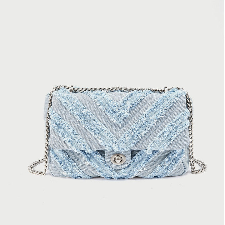 Macy - Sac bandoulière en denim bleu clair élégant pour dames
