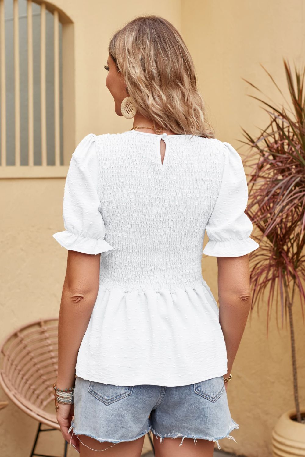 Rosa - Elegante kurzärmelige Bluse für Frauen