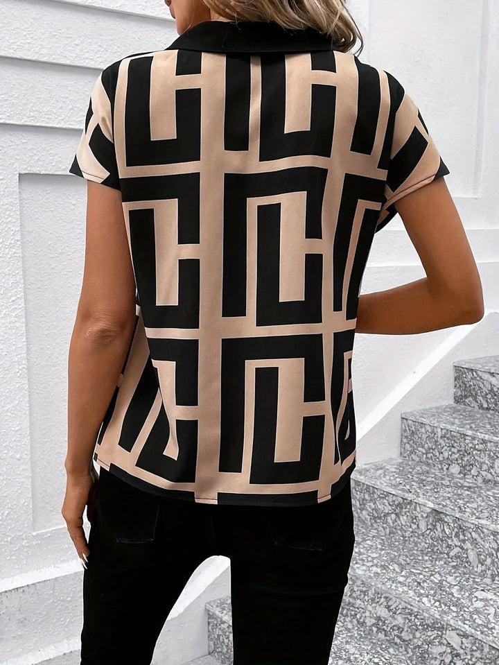 Sabine - Blouse géométrique élégante pour femmes