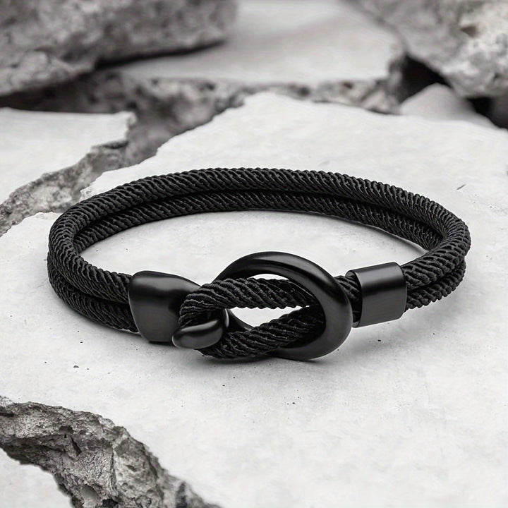 Bracelet en corde fait main stylé pour hommes - parfait pour un look d'automne décontracté !