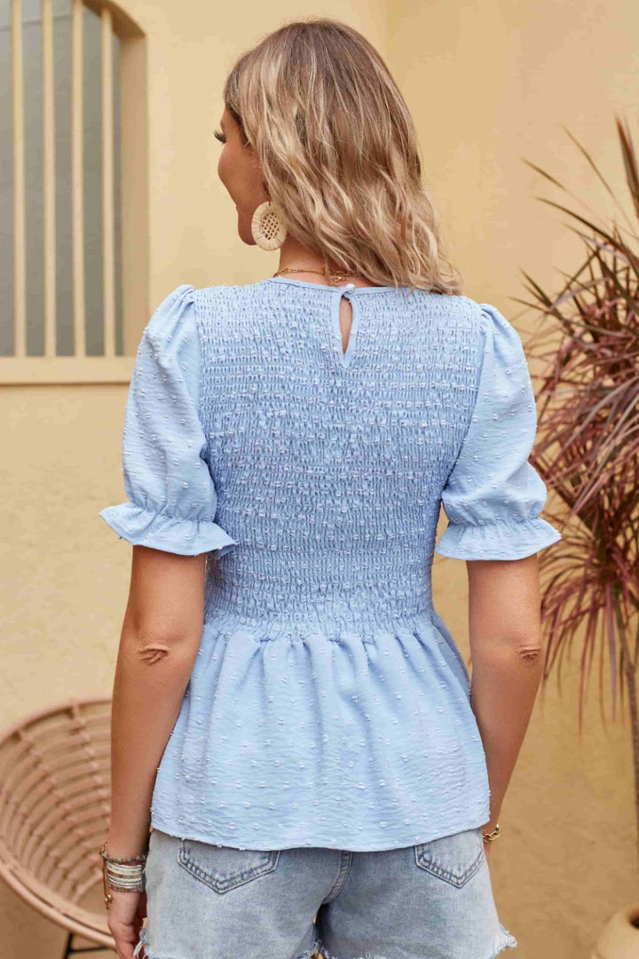 Rosa - Elegante kurzärmelige Bluse für Frauen