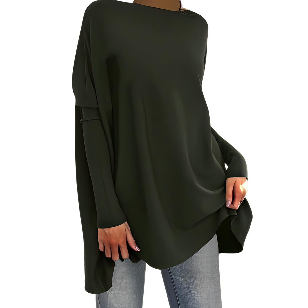 Kiana - Stylish oversized autumn blouse with long sleeves and elegant round neckline for women