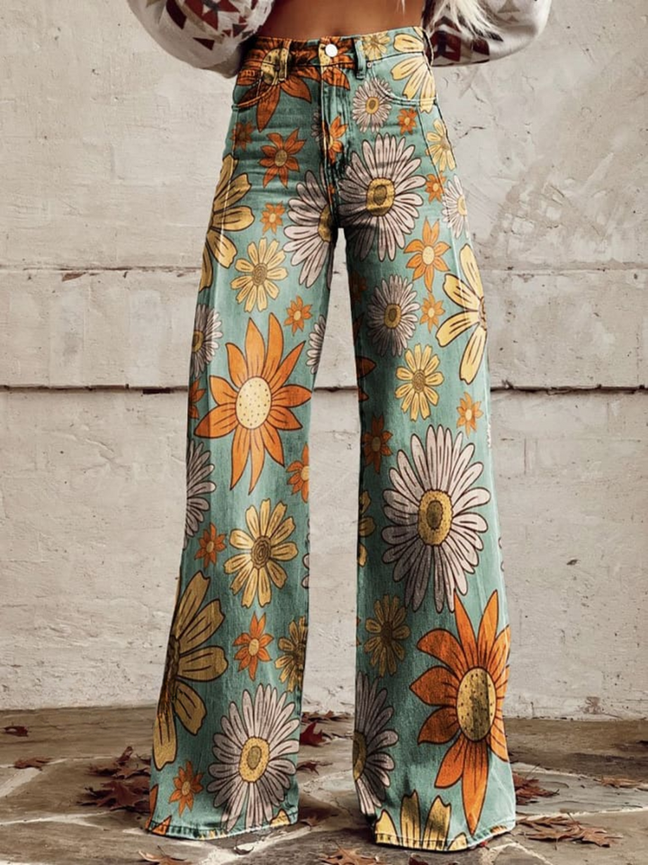 Mia™ - Wide Vintage Floral Pants