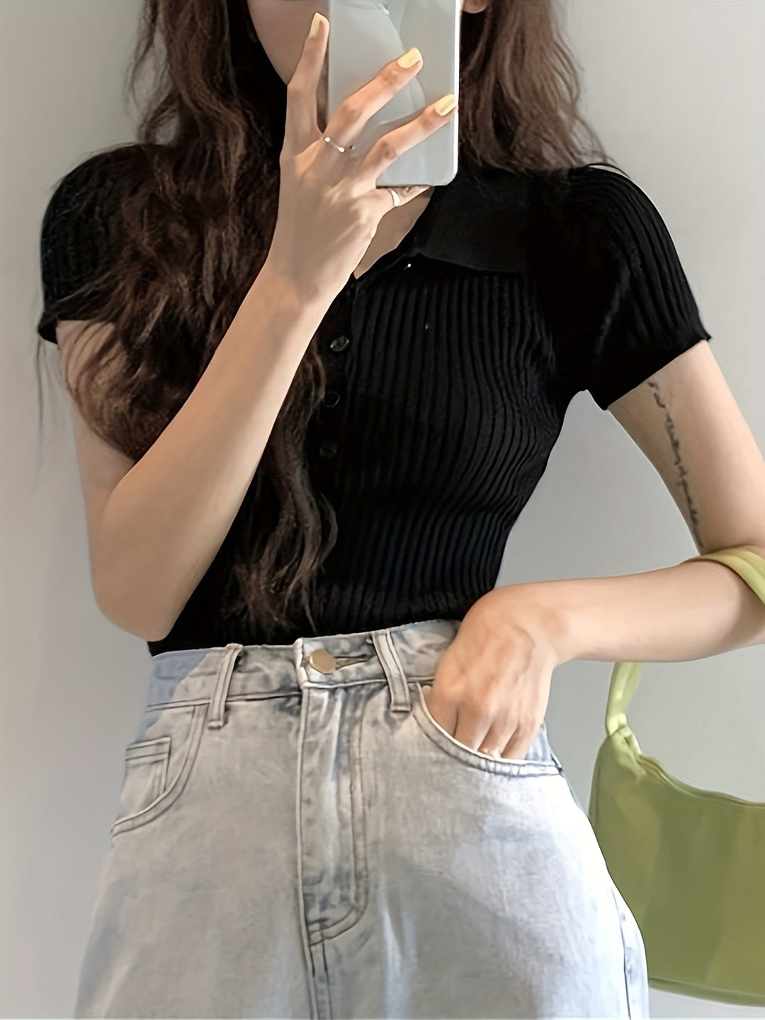 Top en maille chic à col en V pour femmes | Chloe