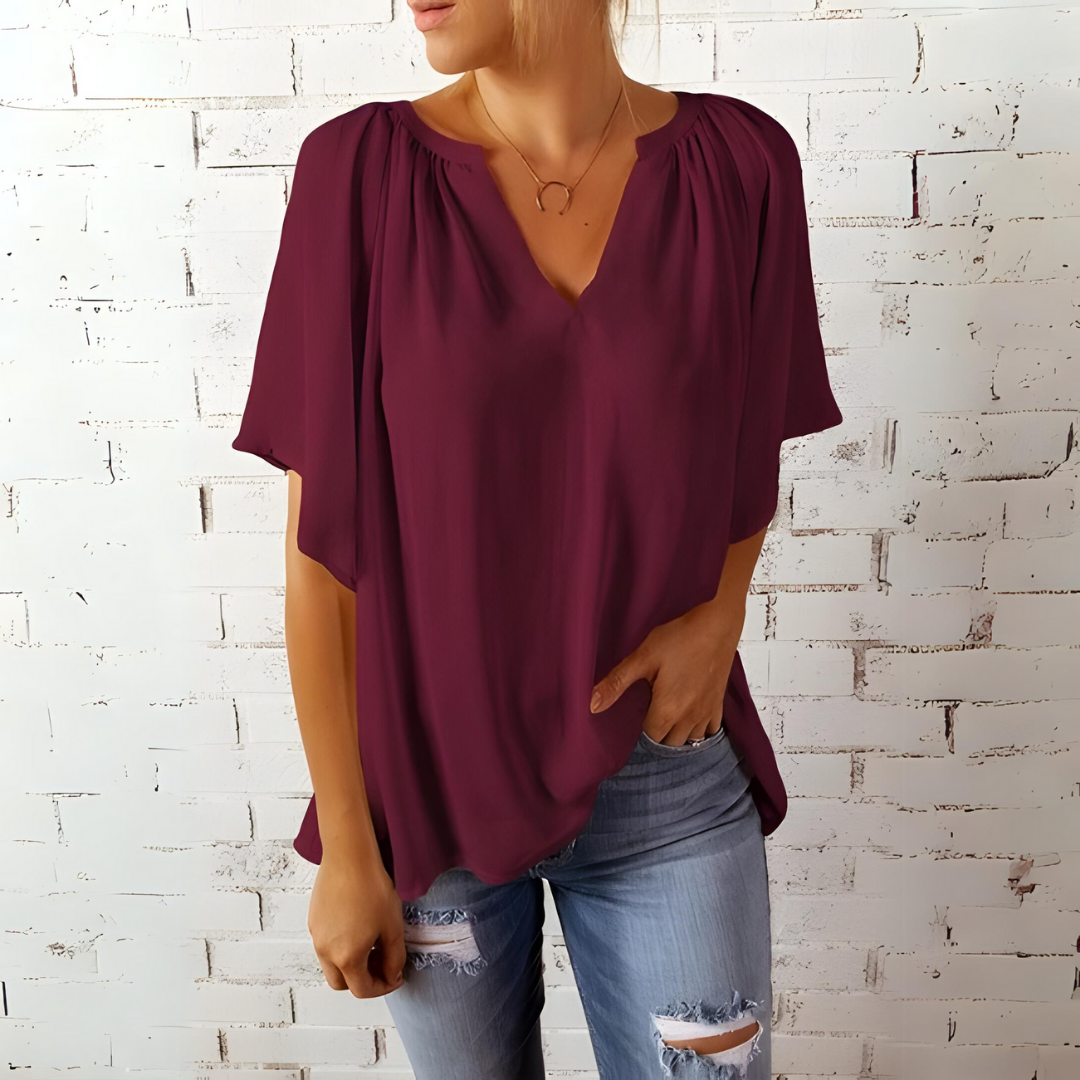 Heidi - Blouse élégante et stylée à col en V pour l'été pour femmes