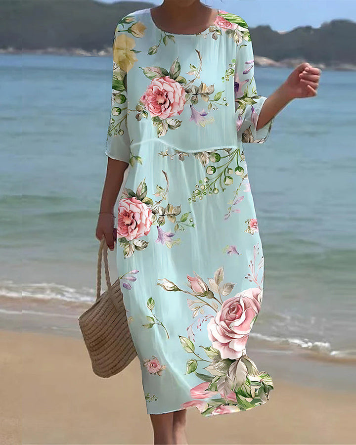 Lina™ - Robe fleurie élégante avec couverture du ventre