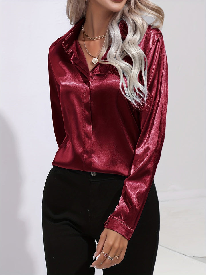 Élégance éclatante d'automne : blouse en satin chic pour femmes de Zariah