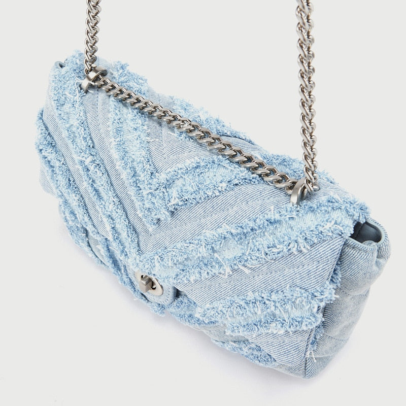 Macy - Sac bandoulière en denim bleu clair élégant pour dames