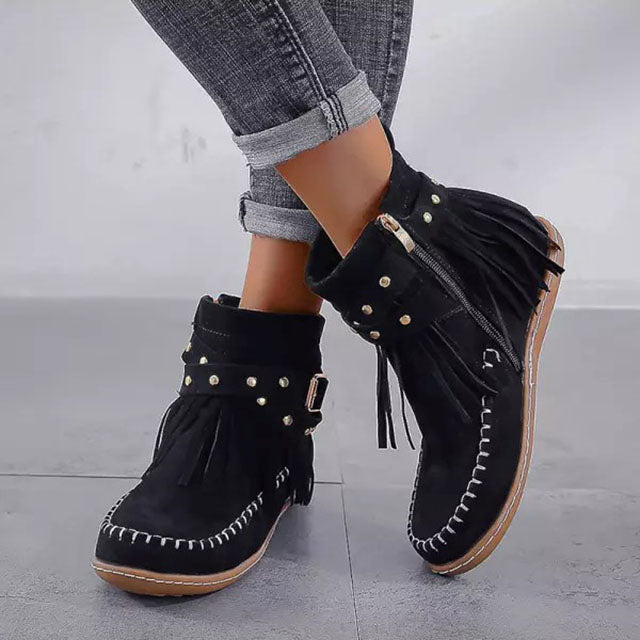 Jelaa - Charming Warm Retro Boots with Fashionable Fringe