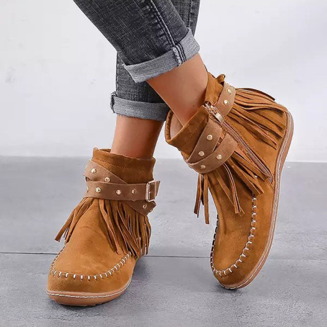 Jelaa - Charming Warm Retro Boots with Fashionable Fringe