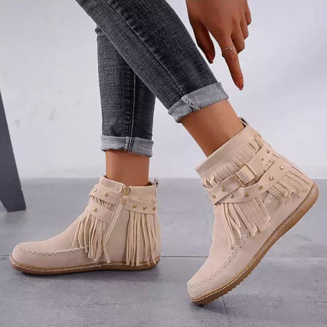 Jelaa - Charming Warm Retro Boots with Fashionable Fringe