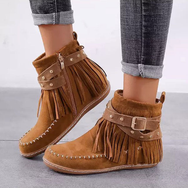 Jelaa - Charming Warm Retro Boots with Fashionable Fringe