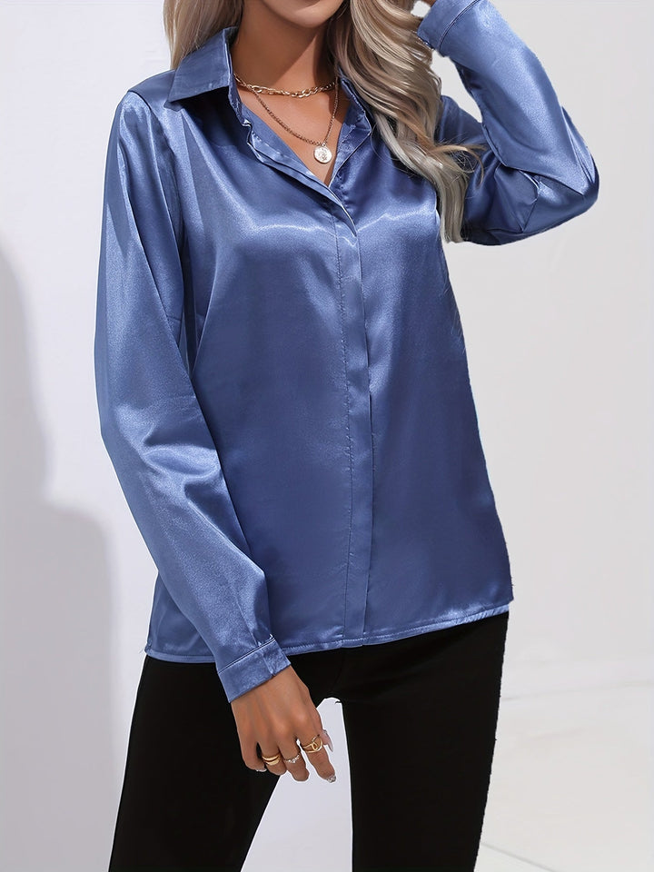 Élégance éclatante d'automne : blouse en satin chic pour femmes de Zariah