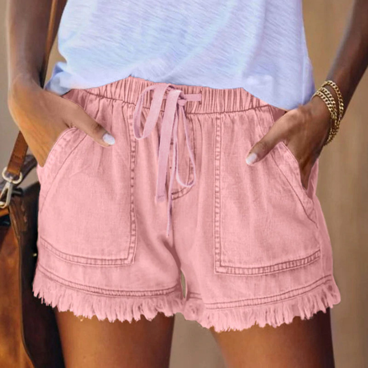 Liza - Elegant high-waisted denim shorts for summer for women