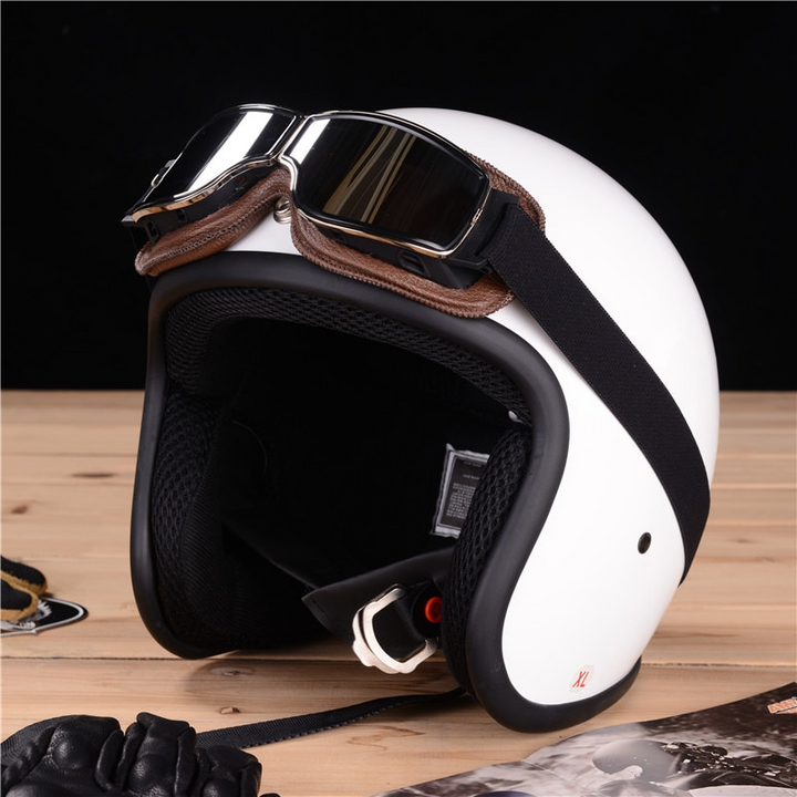 Luke - Retro Chic Vegan Leder Motorradbrille für Herbst in Unisex Surplus