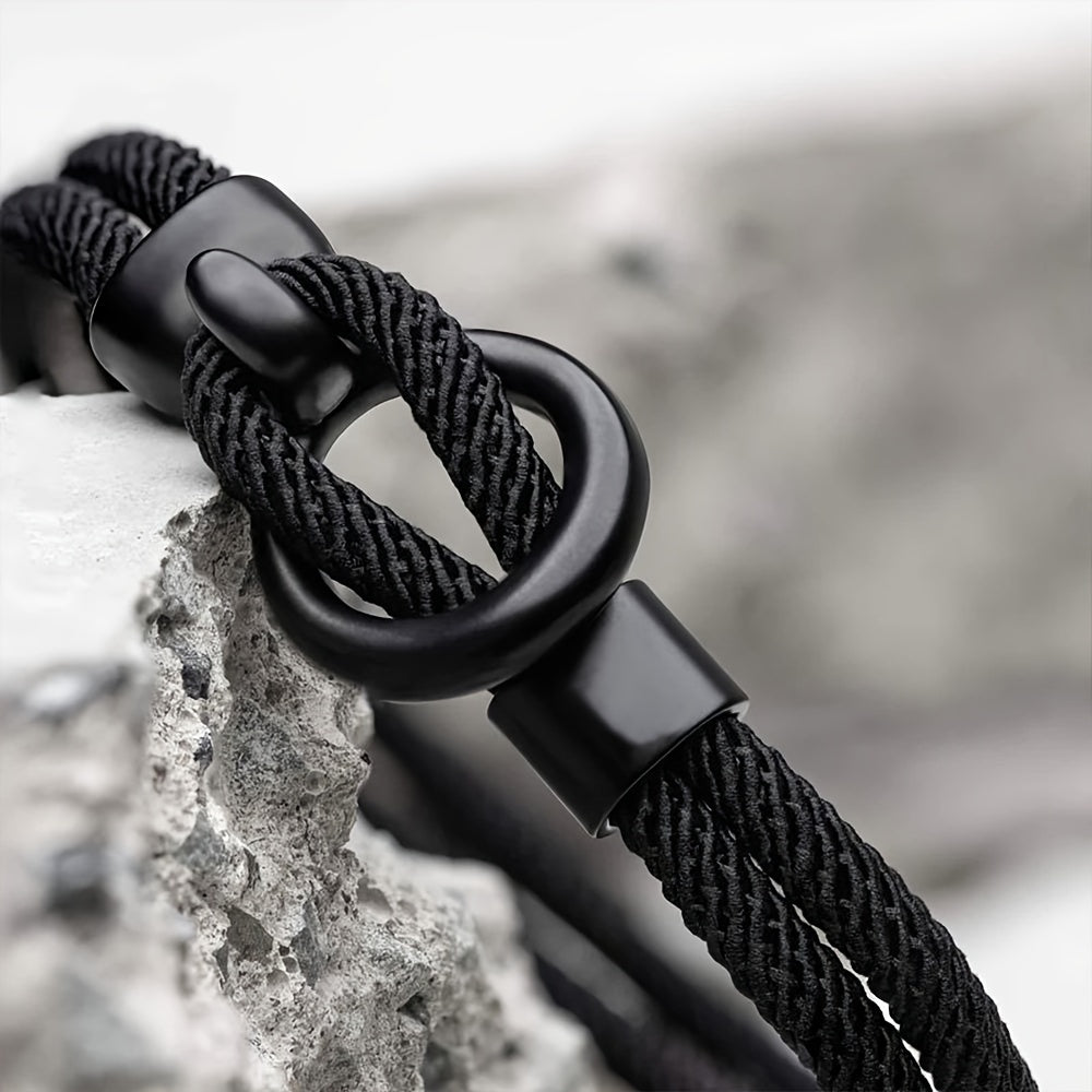 Bracelet en corde fait main stylé pour hommes - parfait pour un look d'automne décontracté !