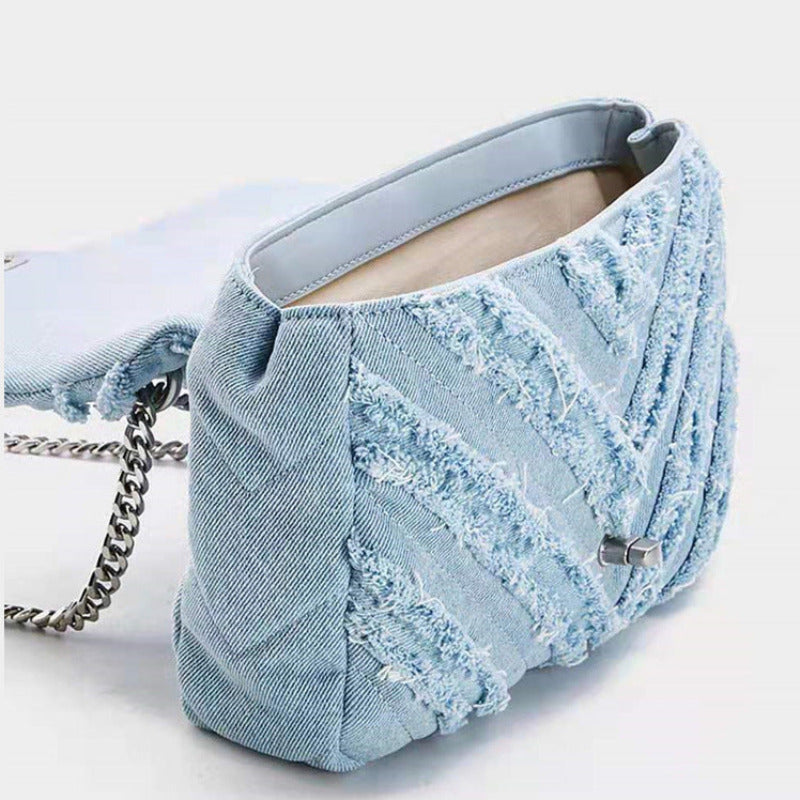 Macy - Sac bandoulière en denim bleu clair élégant pour dames