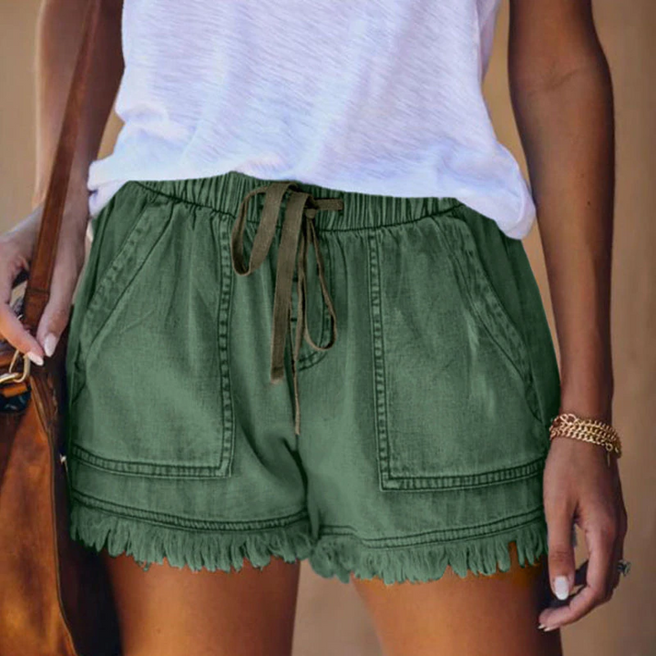 Liza - Elegant high-waisted denim shorts for summer for women