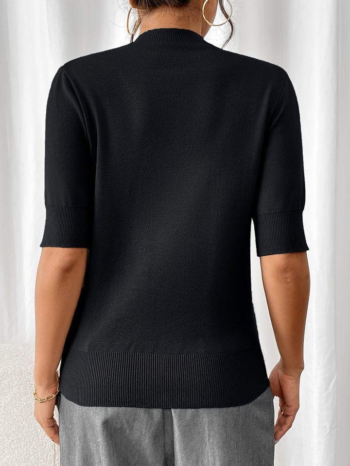 Top en maille d'été stylé à col rond pour femmes | Elise