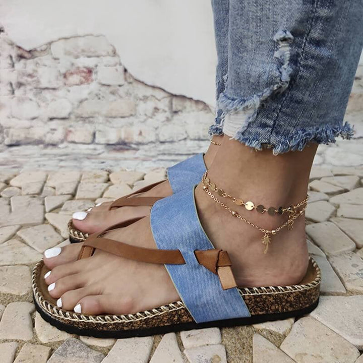 Isa - Sandales bleues élégantes et confortables pour femmes à bout ouvert