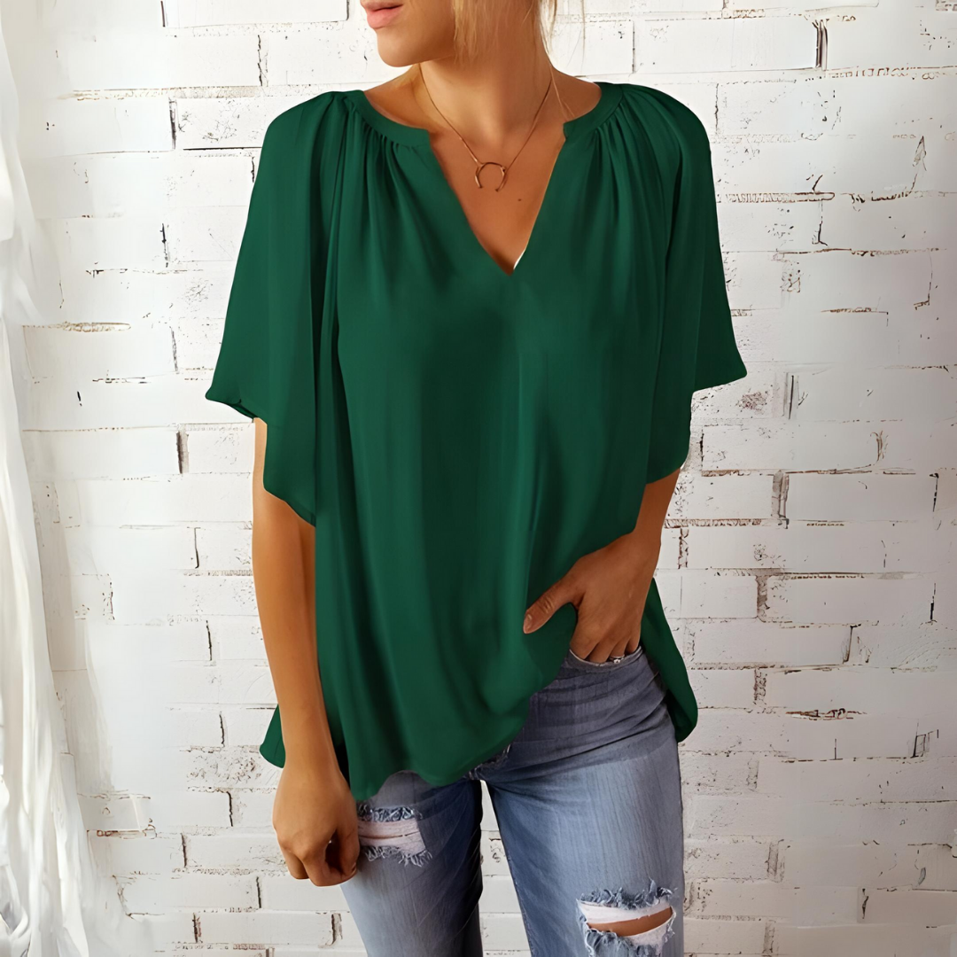 Heidi - Blouse élégante et stylée à col en V pour l'été pour femmes