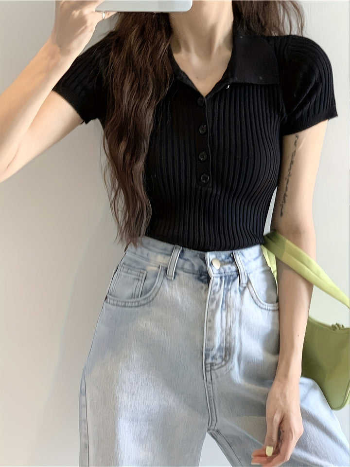 Top en maille chic à col en V pour femmes | Chloe
