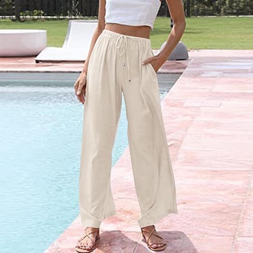 Élégante Henrietta - Pantalons confortables en coton et lin pour un look stylé