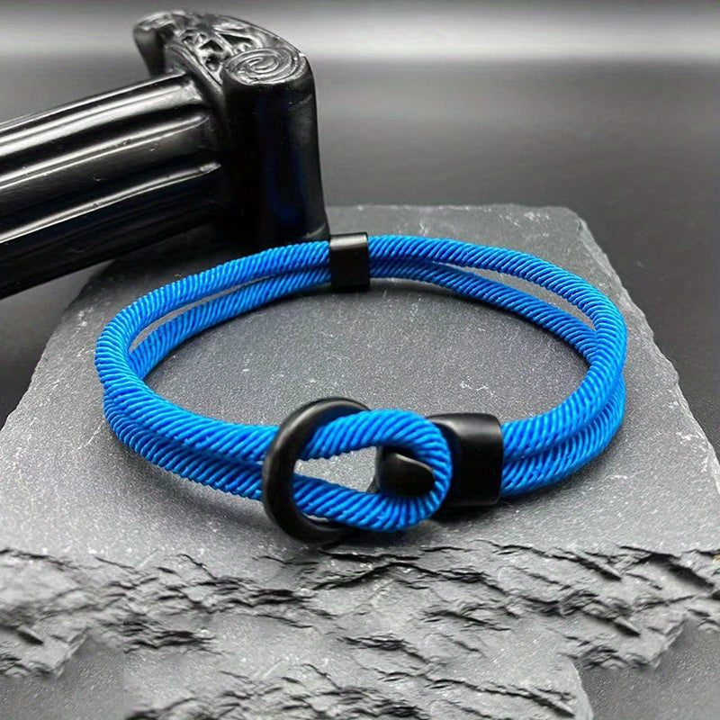 Bracelet en corde fait main stylé pour hommes - parfait pour un look d'automne décontracté !