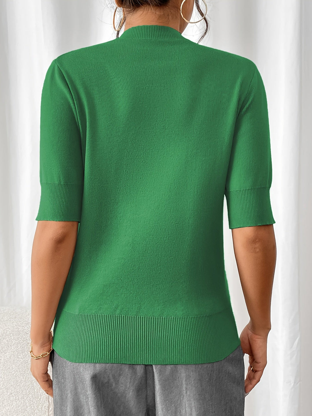 Top en maille d'été stylé à col rond pour femmes | Elise