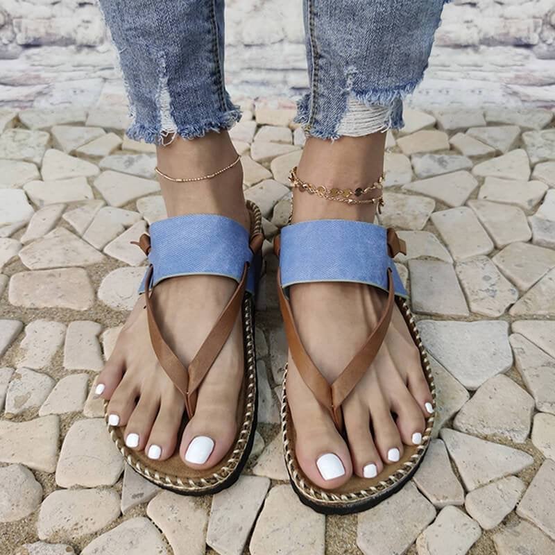 Isa - Sandales bleues élégantes et confortables pour femmes à bout ouvert