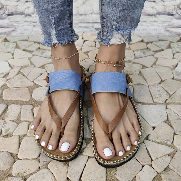 Isa - Sandales bleues élégantes et confortables pour femmes à bout ouvert