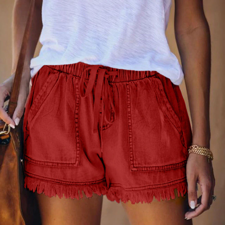 Liza - Elegant high-waisted denim shorts for summer for women
