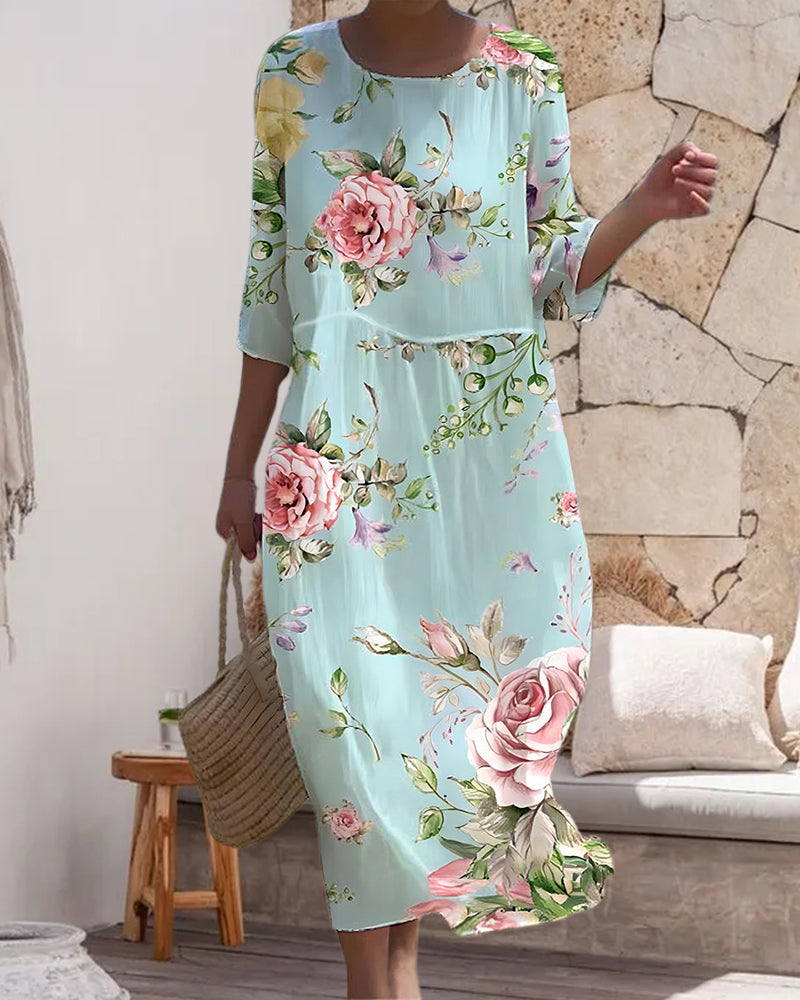 Lina™ - Robe fleurie élégante avec couverture du ventre