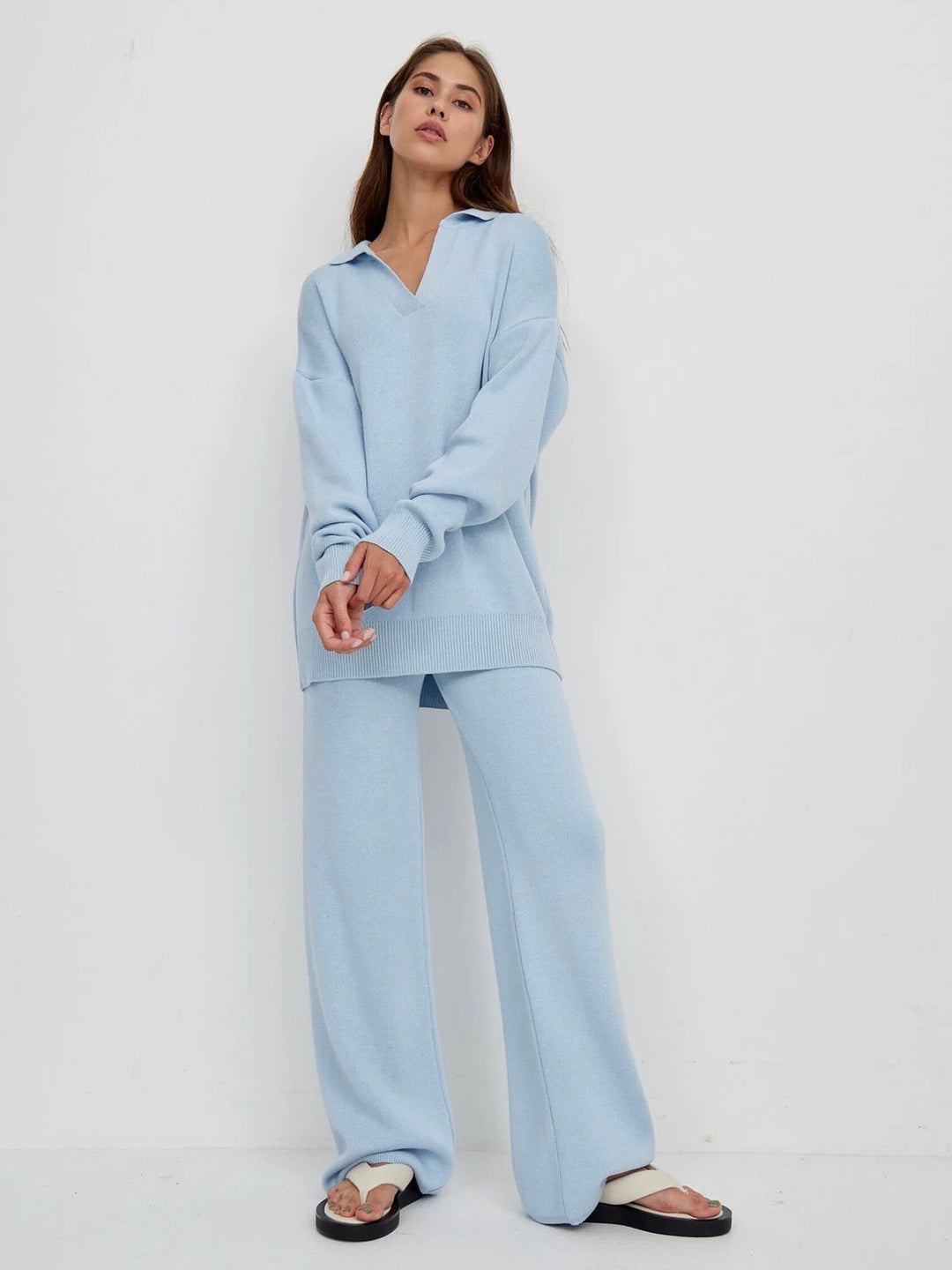 Valérie™ - Ensemble polo en coton avec pantalon ample