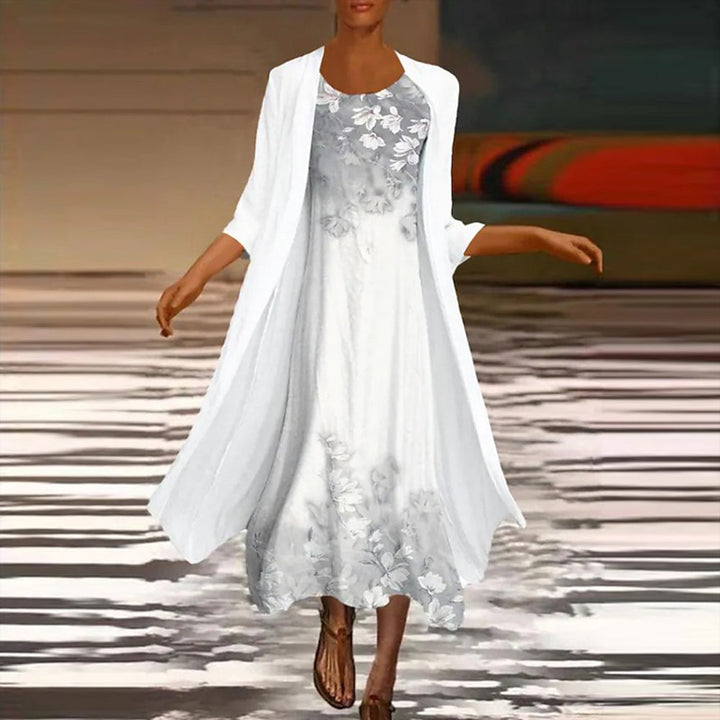 Amora - Robe longue stylée avec veste blouse chic pour femmes