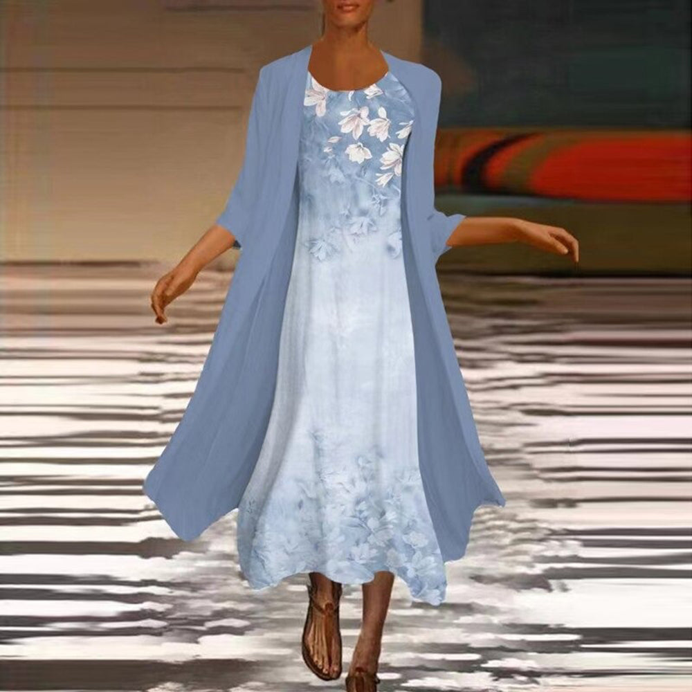 Amora - Robe longue stylée avec veste blouse chic pour femmes
