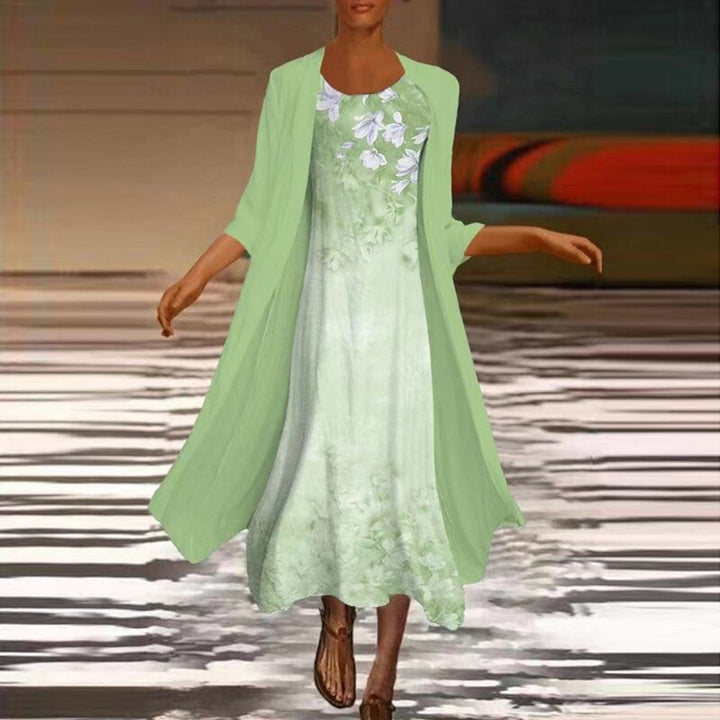 Amora - Robe longue stylée avec veste blouse chic pour femmes