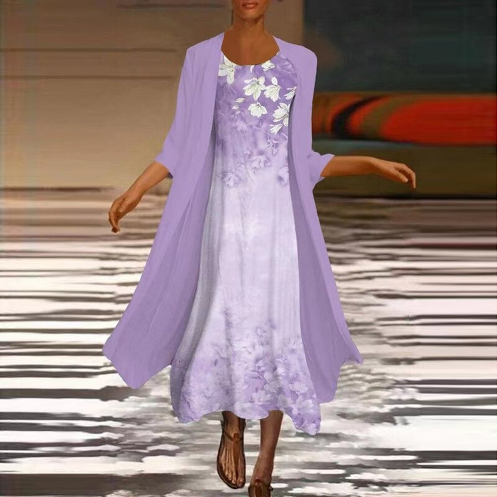 Amora - Robe longue stylée avec veste blouse chic pour femmes