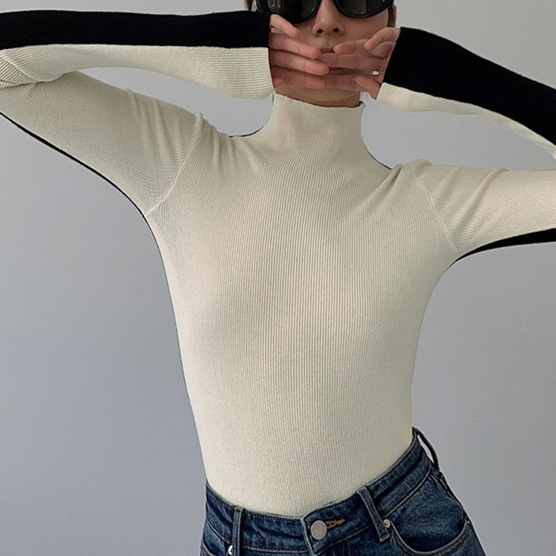Chic advanced two-tone long-sleeve knit top for women | Sophie