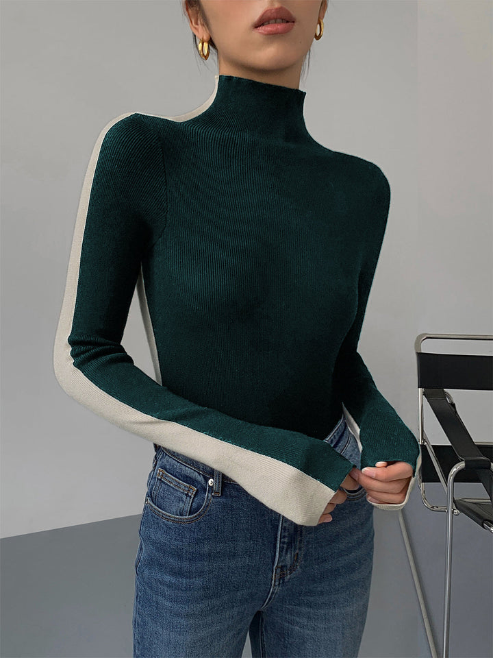 Chic advanced two-tone long-sleeve knit top for women | Sophie