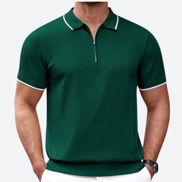 Polo homme à maille à la mode avec fermeture éclair - Bass