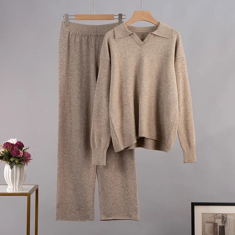 Valérie™ - Ensemble polo en coton avec pantalon ample