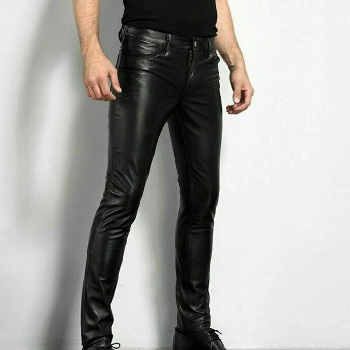 Pantalon en simili cuir noir stylé pour hommes - BRENT
