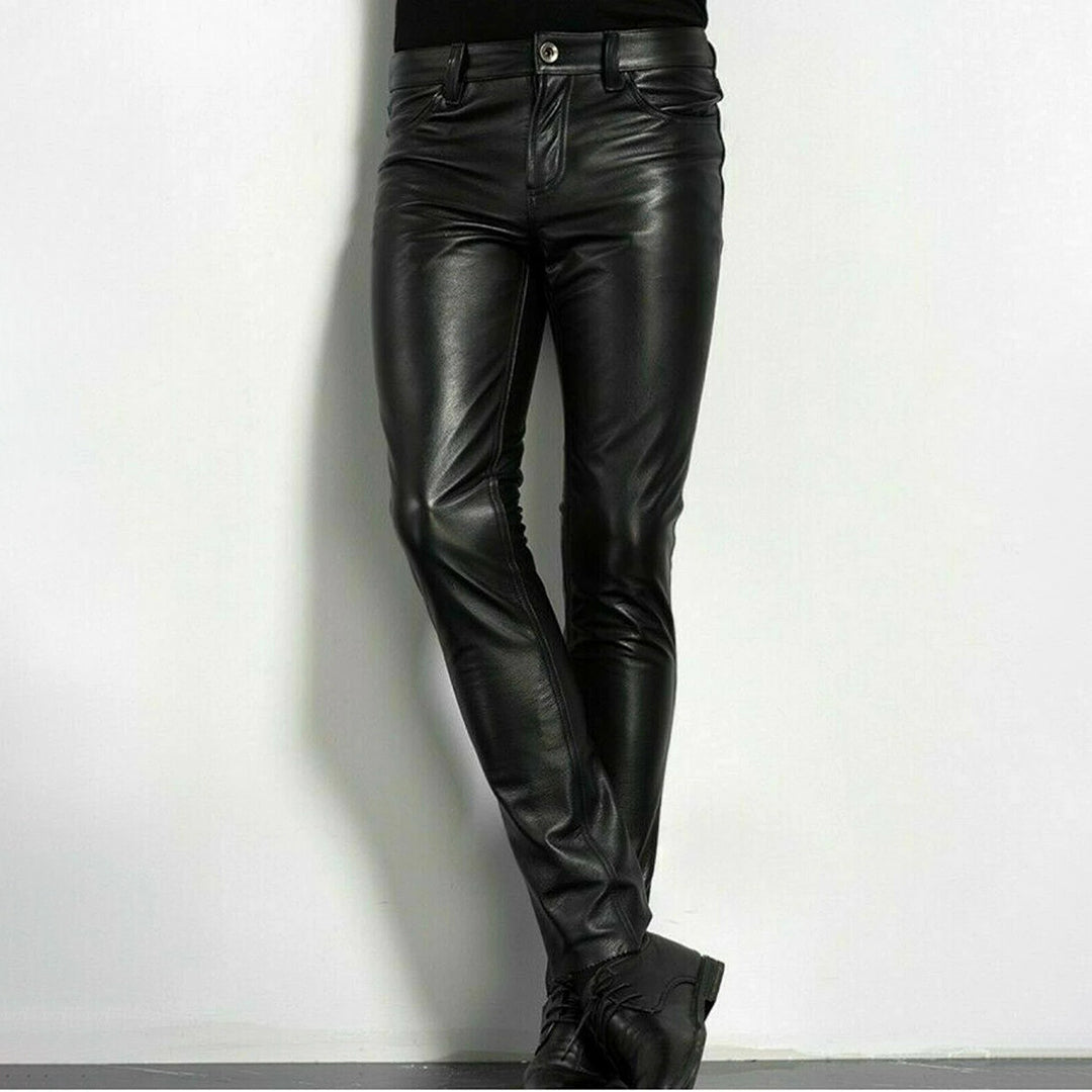 Pantalon en simili cuir noir stylé pour hommes - BRENT