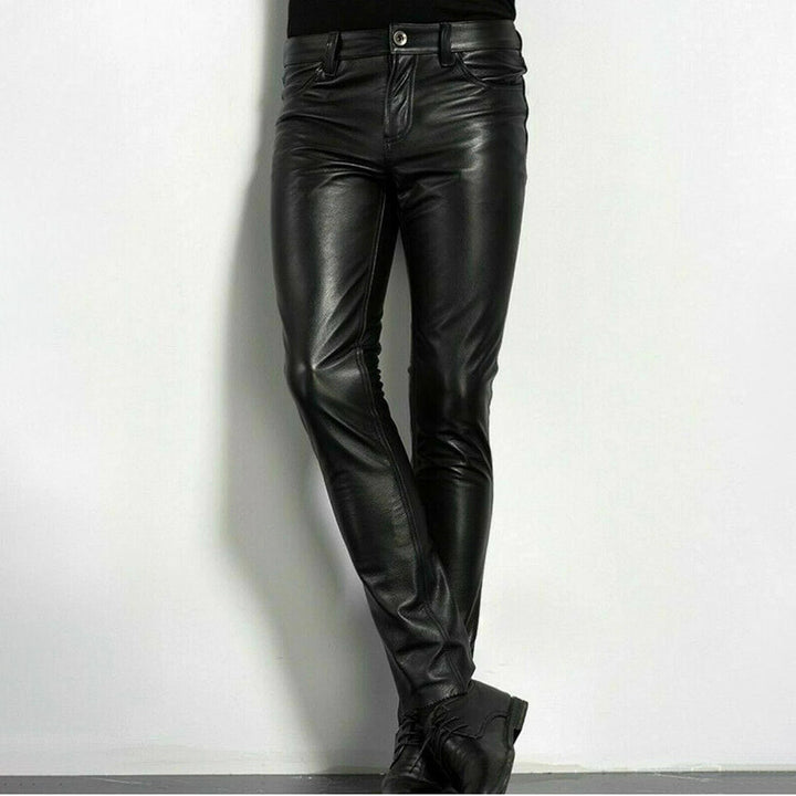 Pantalon en simili cuir noir stylé pour hommes - BRENT