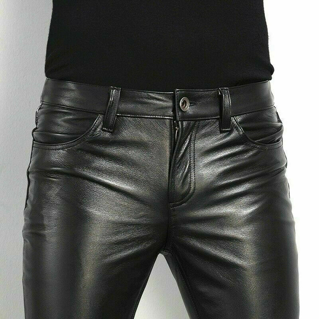 Pantalon en simili cuir noir stylé pour hommes - BRENT