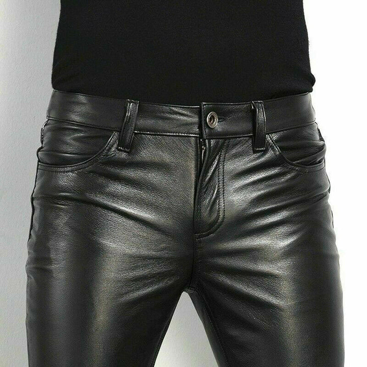 Pantalon en simili cuir noir stylé pour hommes - BRENT