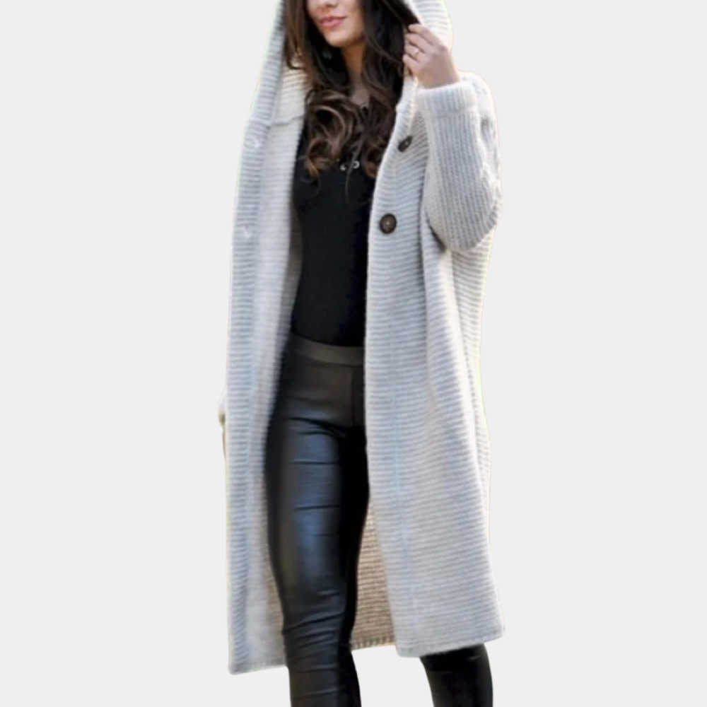 Claudia - Kuschelige Strickjacke mit Kapuze für Frauen