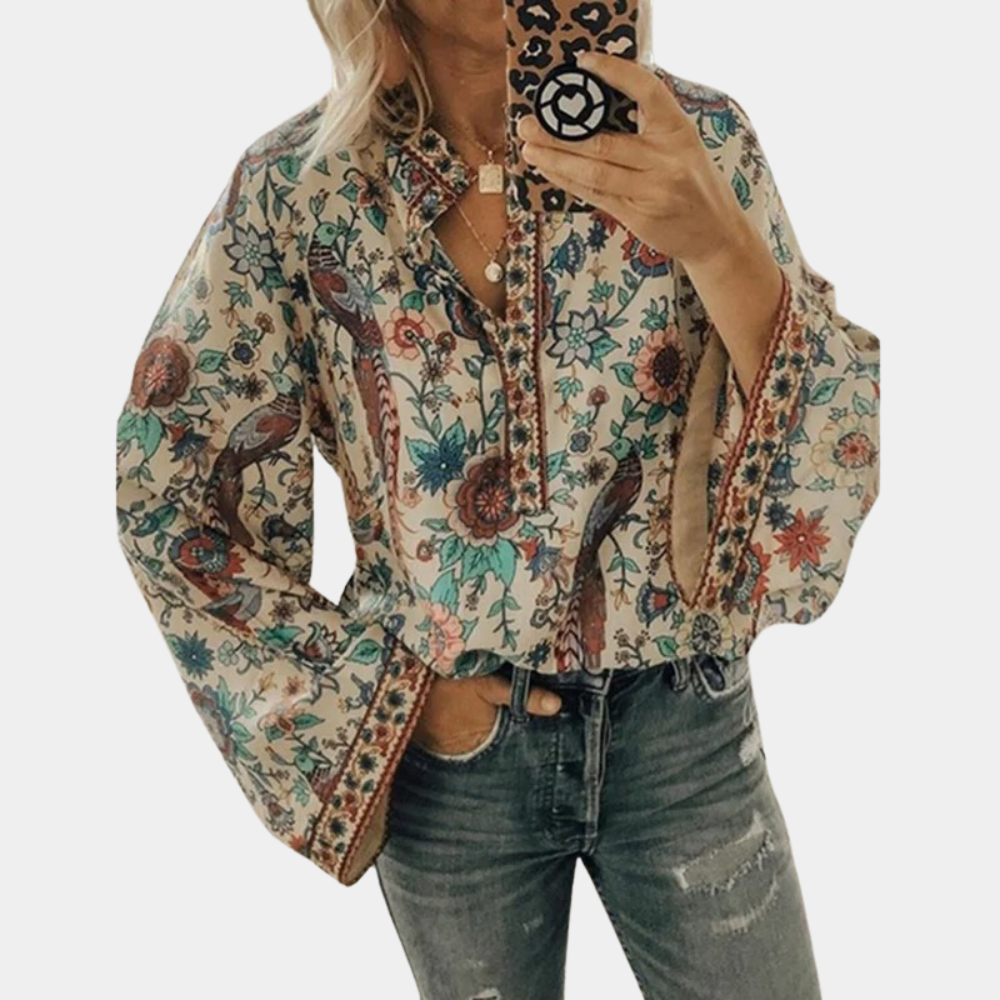 Cynthia - Blouse élégante pour femme avec motif floral enchanteur