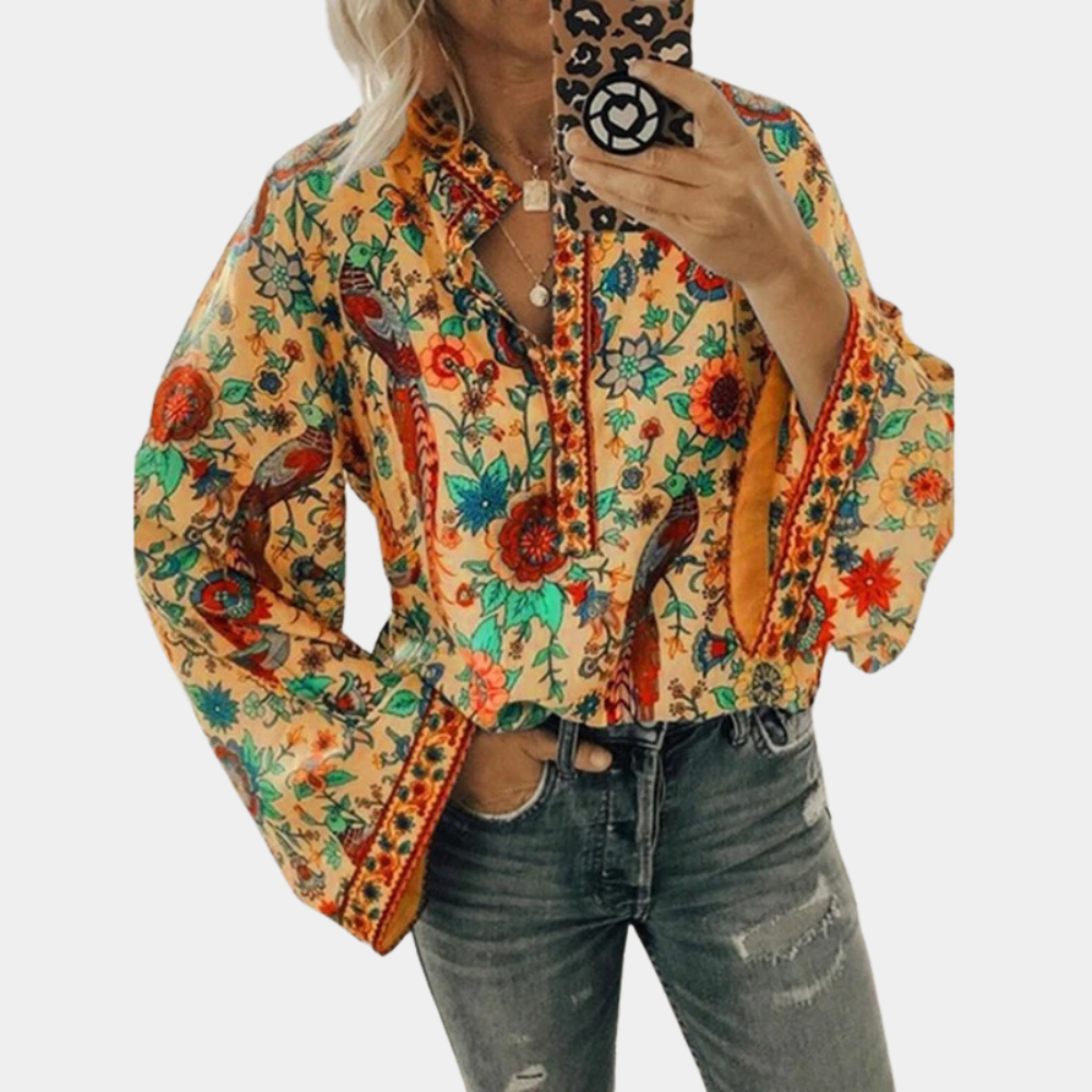 Cynthia - Blouse élégante pour femme avec motif floral enchanteur